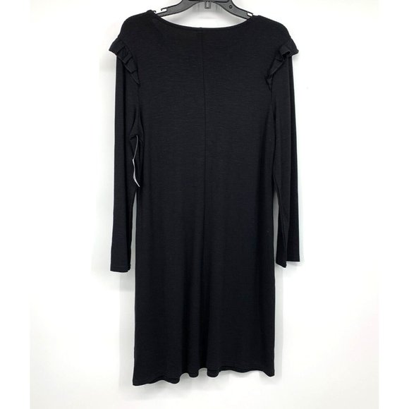 Old Navy Dress Black 3/4 Sleeve Ruffle Trim Ponte Knit NWT - Picture 7 of 9